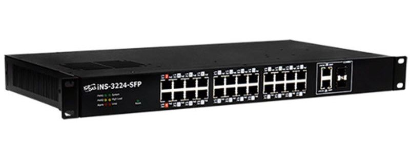 iNS-3224-SFP: 24-port 10/100 Mbps PoE (PSE) IoT Switch with 2 Gigabit SFP Combo Ports